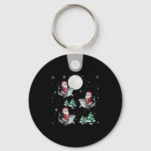 Xmas Tree Santa Riding Hammerhead Shark Funny Chri Key Ring