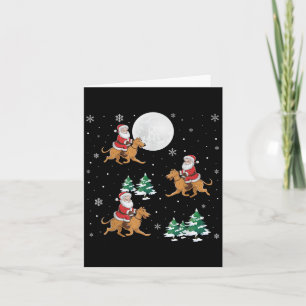 Xmas Tree Santa Riding Irish Wolfhound Dog Funny C Card