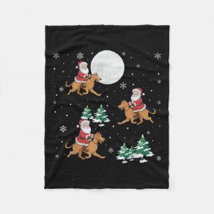 Xmas Tree Santa Riding Irish Wolfhound Dog Funny C Fleece Blanket