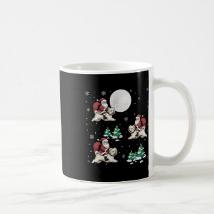 Xmas Tree Santa Riding Maltese Dog Funny Christmas Coffee Mug