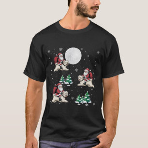 Xmas Tree Santa Riding Maltese Dog Funny Christmas T-Shirt