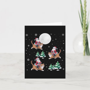 Xmas Tree Santa Riding Ragdoll Cat Funny Christmas Card