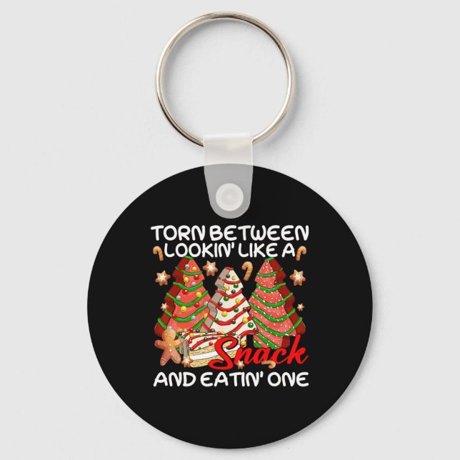 Xmas Tree Torn Between Lookin Like A Snack Cake Pa Key Ring (Front)