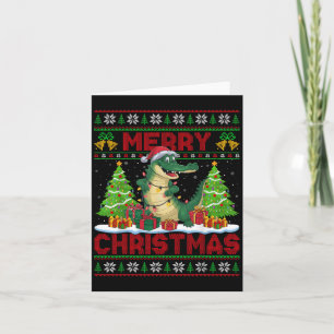 Xmas Tree Ugly Style Santa Hat Alligator Christmas Card