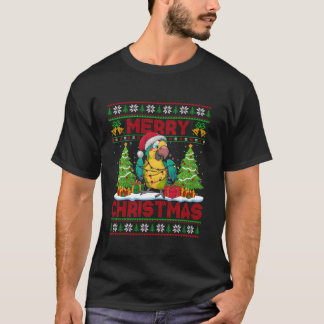 Xmas Tree Ugly Style Santa Hat Parrot Bird Christm T-Shirt