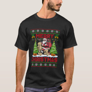 Xmas Tree Ugly Style Santa Hat Poodle Dog Christma T-Shirt