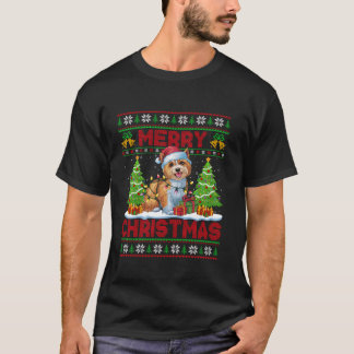 Xmas Tree Ugly Style Santa Hat Tibetan Terrier Dog T-Shirt