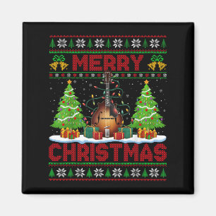 Xmas Tree Ugly Style Santa Musical Mandolin Christ Magnet