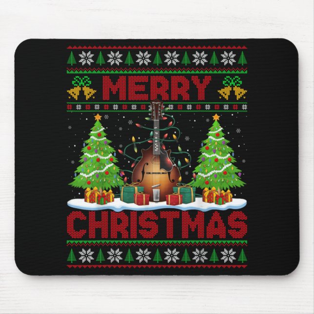Xmas Tree Ugly Style Santa Musical Mandolin Christ Mouse Pad (Front)