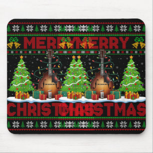 Xmas Tree Ugly Style Santa Musical Mandolin Christ Mouse Pad