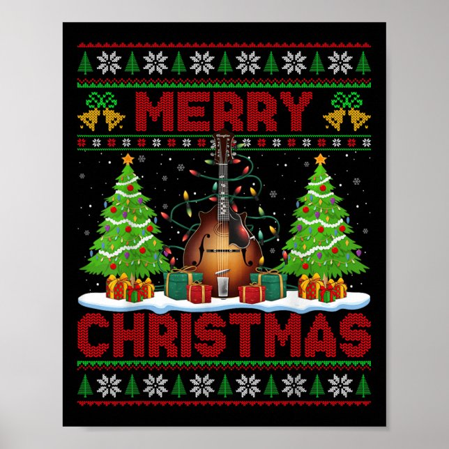 Xmas Tree Ugly Style Santa Musical Mandolin Christ Poster (Front)
