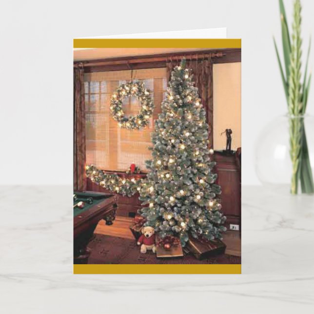 Xmas Tree with wreath Holiday Card (Front)