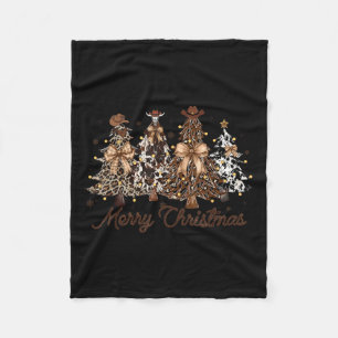 Xmas Trees Cowboy Western Merry Christmas Holiday  Fleece Blanket