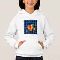 Xmas Tropical Fish Cartoon on Blue Buffalo Pattern