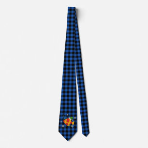 Xmas Tropical Fish Cartoon on Blue Buffalo Pattern Tie
