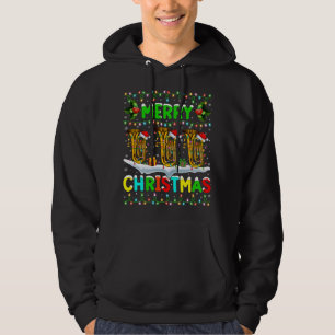 Xmas Tuba Lighting Santa Hat Merry Christmas Tuba Hoodie