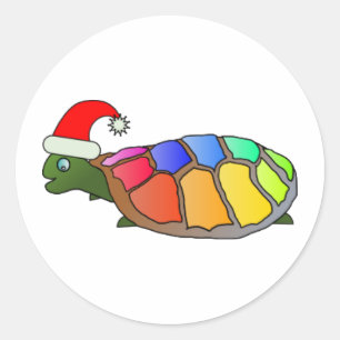 xmas turtle classic round sticker