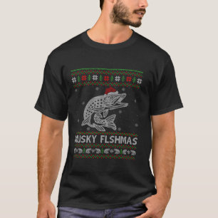 Xmas Ugly Fishmas Fishing Muskie Fish Christmas T-Shirt