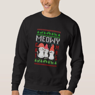 Xmas Ugly Santa Catmas Knitted Meowy For Festive H Sweatshirt