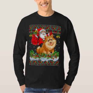 Xmas Ugly Santa Riding Pomeranian T-Shirt