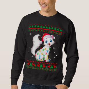 Xmas Ugly Sweater Christmas Lights Cat Kitten Love