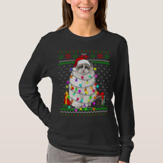 Xmas Ugly Sweater Christmas Lights Cat Kitten Love
