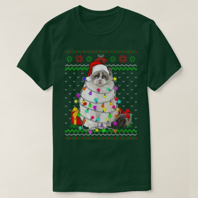 Xmas Ugly Sweater Christmas Lights Cat Kitten Love (Design Front)