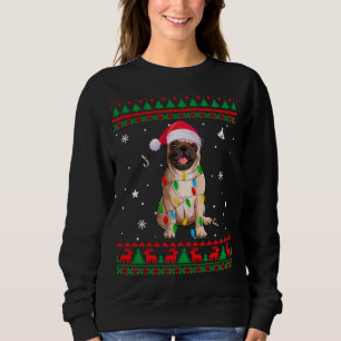 Xmas Ugly Sweater Christmas Lights Pug Dog Lover