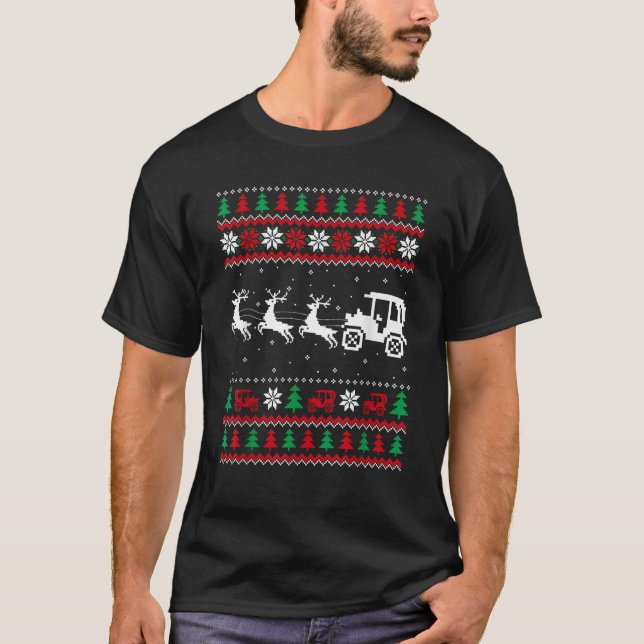 Xmas Ugly Sweater Farming Farmer Tractor Reindeer  (Front)