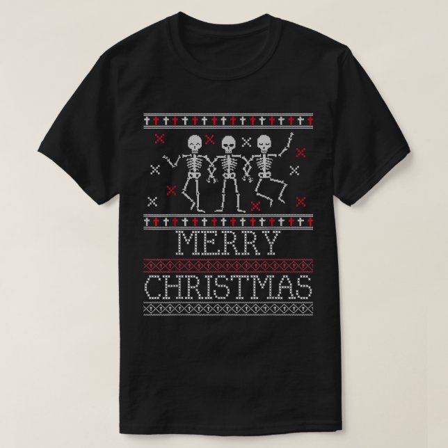 Xmas Ugly Sweater Goth Spooky Dancing Skeleton Chr (Design Front)