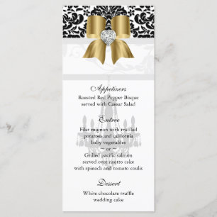 Xmas Wedding Menu Cards Chandelier Black Gold