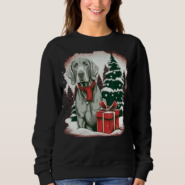 Xmas Weimaraner Santa on Christmas Weimaraner_1 Sweatshirt (Front)