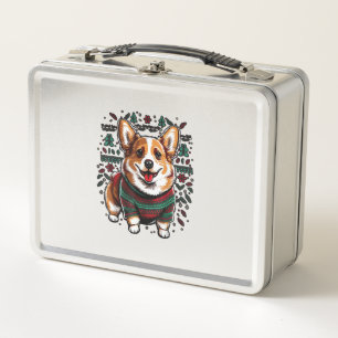 Xmas Welsh Corgi Santa on Christmas Welsh Corgi Metal Lunch Box