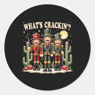 Xmas Western Nutcracker What's Crackin' Christmas Classic Round Sticker