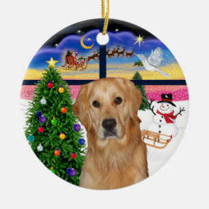 Xmas Window - Golden Retriever (K) Ceramic Tree Decoration