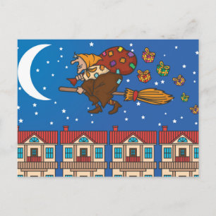 xmas witch Befana Holiday Postcard