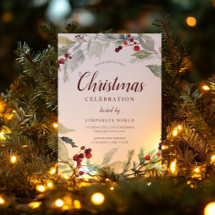 Xmas Wreath Corporate Gala Christmas Party Invitation