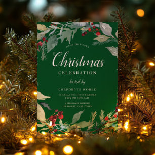 Xmas Wreath Corporate Green Christmas Party Invitation