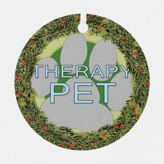 XMas Wreath Therapy Pet Metal Tree Decoration (Front)