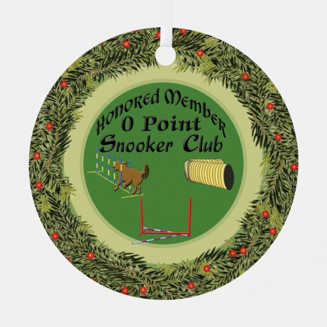 XMas Wreath Zero Point Snooker Club Metal Tree Decoration (Front)