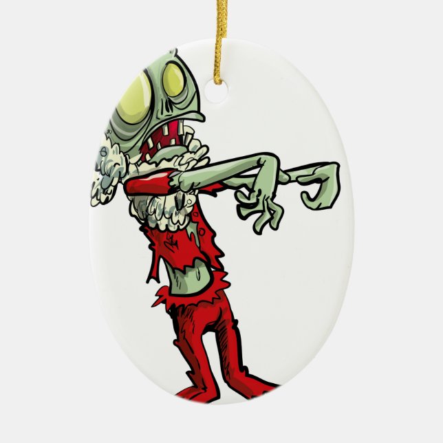 xmas zombie santa claus ceramic tree decoration (Front)