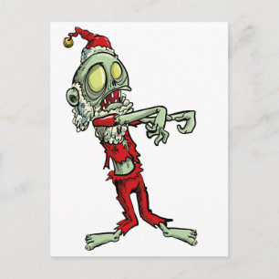 xmas zombie santa claus holiday postcard