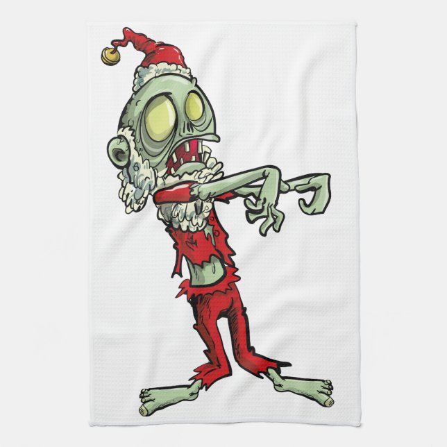 xmas zombie santa claus tea towel (Vertical)