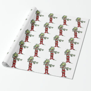 xmas zombie santa claus wrapping paper