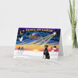 XmasSunrise-Doberman 2-natural Holiday Card