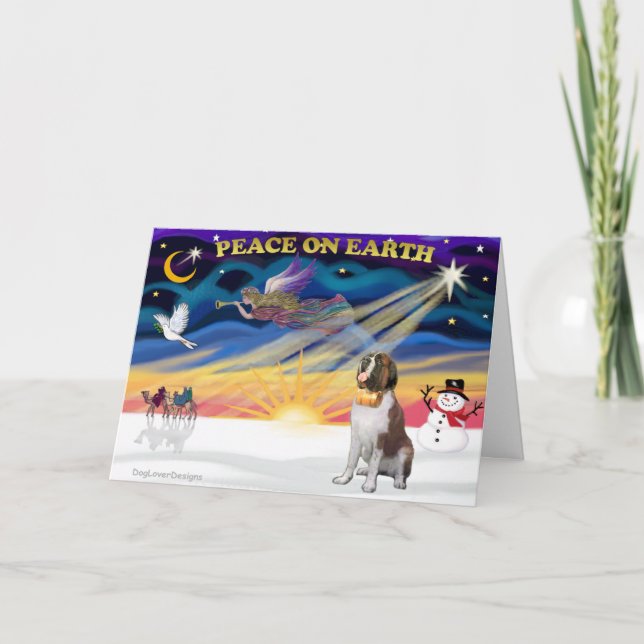 XmasSunrise - Saint Bernard 1 Holiday Card (Front)