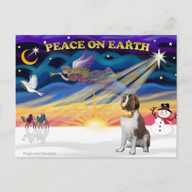XmasSunrise - Saint Bernard 1 Holiday Postcard (Front)