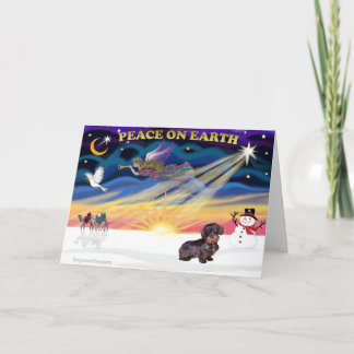XmasSunrise-WireHaired Dachshund Holiday Card