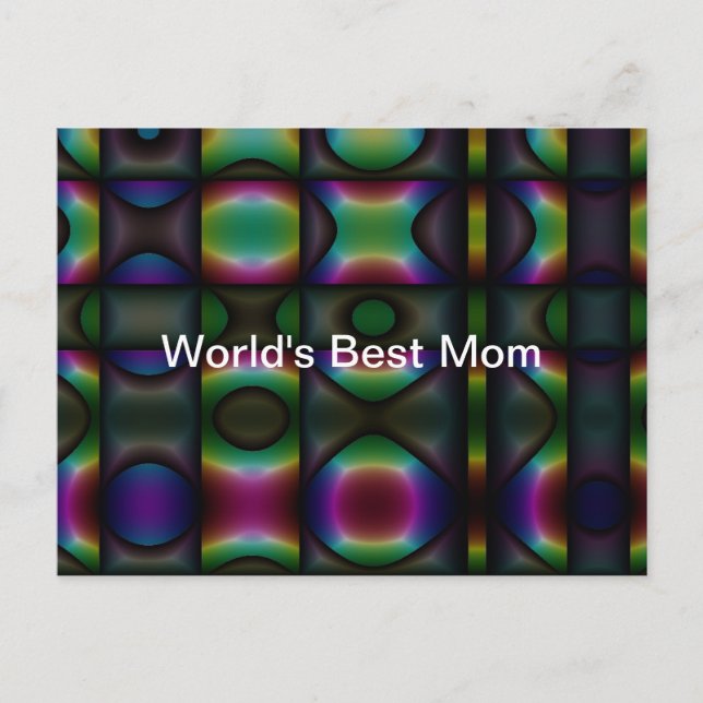 XO Abstract Digital Art, World's Best Mum Postcard (Front)