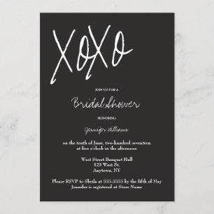 XO grey bridal shower invitations